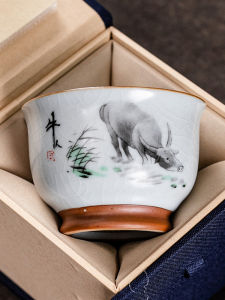 Rugao Porcelain Tea Cup Vintage Ceramic Drinking Bowl Splitting Surface for Brewing Tea Master of the House Large Size