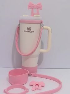 New 3PCS/SET Tumbler Cup Hand Strap Straw Lid Cover Bowknot Accessories Set For 10mm Straws Replacement