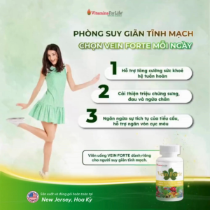 Viên Uống Hỗ Trợ Suy Giãn Tĩnh Mạch Vein Forte Nhập Khẩu Mỹ Giúp Chống Đông Máu Phòng Ngừa Trĩ Lọ 60 Viên