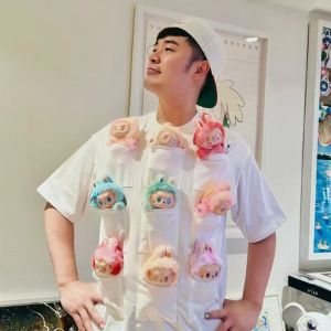 เสื้อยืดแขนสั้นผ้าฝ้ายผสมสำหรับคู่รัก ทรงหลวม ลายการ์ตูน ทรงปกติ ฤดูร้อน 2025 เสื้อผ้าทำงาน แฟชั่นผู้หญิง แฟชั่นผู้ชาย