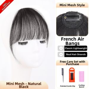 JUZITING | Natural Frontal Airy Full Human Hair Bangs Hairline Wig