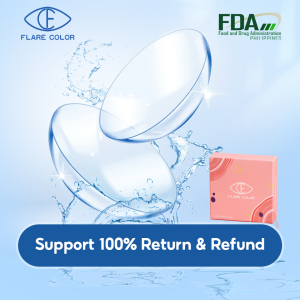 【FDA Approval】FLARE COLOR Contact Lens Graded (1Pair=2Pcs) Nearsightedness Clear Contact Lenses UV Blocking 14.2mm 38% Water 6-Monthly Disposable