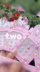 2D Cartoon Kids Press On False Nails Tip12pcs/KUKU Palsu kanak-kanak/小儿童2D假甲片后备胶Self-Adhesive
