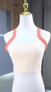 Women Cross Back Buckle Sports Bra One-piece Fixed Chest Pad Shockproof Breasted Backless Yoga Bra Workout Running Fitness Bras