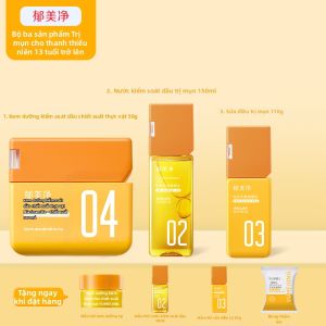 YUMEIJING | Bộ Sản Phẩm Chăm Sóc Da Cho Tuổi Teen Kiểm Soát Dầu Mụn Bao Gồm Sữa Rửa Mặt Nước Cân Bằng Và Lotion