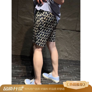 Quần Short Thể Thao Lụa Băng Mùa Hè Màu Đỏ Wallen Cho Nam Quần Dài Đến Bắp Chân Thoáng Khí Nhanh Khô in Đầy Mỏng Phong Cách Mỹ