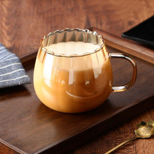 400ml High Borosilicate Glass Cups Creative Striped Mug Pumpkin Cup Breakfast Milk Glass Water Cup Teacup Home Office Drinkware