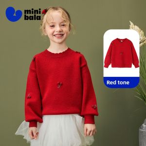 MINI BALA | Soft Comfortable Sweet New Year Red Cherry Girls Sweater