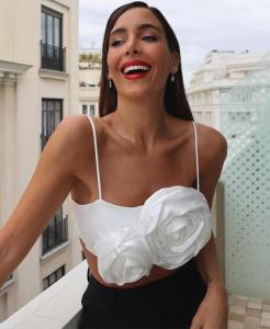 Áo Ba Lỗ Hở Eo Họa Tiết Hoa Ba Chiều Dây Đeo Vai Áo Vest Ngắn Ôm Vừa Vặn Mùa Hè 2022 Polyester 100% Streetwear Pure Color