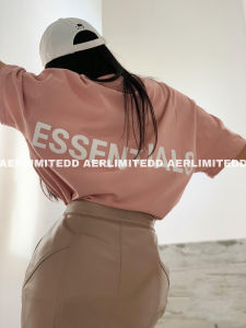Limited Edition FOG New Pink ESSENTIALS Short Sleeve Loose Fit Couple T-Shirts Womens American Trendy Brand Summer Cotton