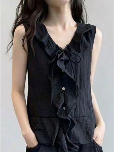 AIYITI | Flounce V-Neck Sleeveless Big Size Womens Shirt Spandex