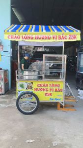 Xe bán cháo 1m2 kiểu kéo có mái bạt giá rẻ