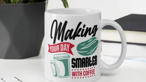 คูลเลอร์คิง Making Your Day Smarter With Coffee แก้วกาแฟ11ออนซ์สีขาว–ชา กาแฟ และของขวัญ ของที่ระลึก