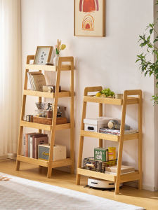 Trapezoidal Floor-standing Bookshelf Multi-layer Storage Cabinet for Bedroom And Kitchen Modern Simple Wall-leaning Snack Rack