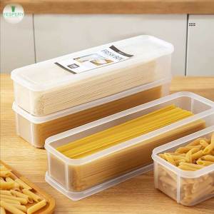 Hình Chữ Nhật Mì Lưu Trữ Hộp Thực Phẩm Cấp Nhà Bếp Hạt Mì bằng nhựa kín Tủ Lạnh Crisper hộp trong suốt