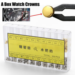 100/300pcs Watch Crowns with Box Watch Crown Tool Replacement Assorted Repair Tools Silver Gold Watch Accessories for Watchmaker