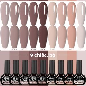 Bộ Sơn Gel Móng Tay 9 Màu Khô Nhanh Công Thức Lâu Trôi Bao Gồm Màu Đỏ Và Màu Nhũ