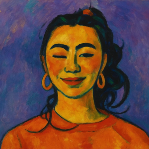 Tranh Nghệ thuật "Người Phụ Nữ Cười" VIETSMART ART - Acrylic 60 x 70cm