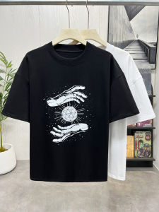 2024 New American Style round Neck Short Sleeve T-Shirt Mens Summer Versatile Trendy Half Sleeve Top Creative Fun Print Casual Cotton Blend
