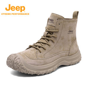 จี๊ป | รองเท้าปีนเขาแบบกันกระแทกพิเศษสำหรับผู้ชาย รองเท้าเดินป่าแบบลำลอง ส้นเตี้ย ด้านนอกเป็นหนังวัวและไนลอน ด้านในเป็นผ้า