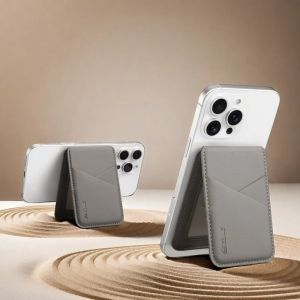 Luxury Leather Cellphone Magsafe Magnetic Card Holder For IPhone 12 13 14 15 16 17 Pro Max Plus RFID Anti-Skimming Bank ID Card