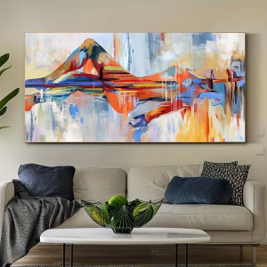 1pc Abstract Mountain Landscape Canvas Print Frameless Modern Wall Art Colorful Texture Painting Mi