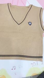 Outer Top V-neck Knit Crop Korean Style Vest Rompi Rajut Tanpa Lengan   Atasan Sweater List Blous Strip Wanita avvet