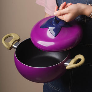 หม้อซุปอลูมิเนียมสําหรับใช้ในบ้าน หม้อต้มอาหารหลากหลายใช้สําหรับเตาอินดักชันแก๊ส มาสเตอร์ซุปไม่ติดกับหูจับ