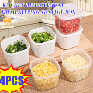 【บ้านที่อบอุ่น】ตู้แช่กระเทียมหอมใหญ่ในครัว4/2ชิ้นกล่องเก็บผักผลไม้กล่องใส่ของแบบใสปิดสนิทกล่องเก็บอาหาร350มล.