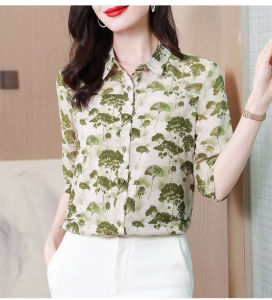 SNUG เสื้อชีฟองแขนสั้นพิมพ์ลายลดอายุสำหรับการดื่มปี2024ดีไซน์ระบบปฏิบัติการบางสลิมมิ่งTOPเสื้อวันแม่ฟ้า