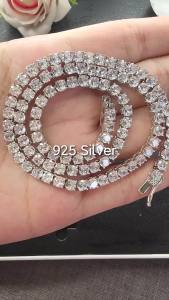 YLMyself 4mm Pave Zircon Tennis Vòng Cổ Hip Hop Rock Choker 16-24 Inch Bạc 925 Mỹ Trang Sức Dành Cho Nam