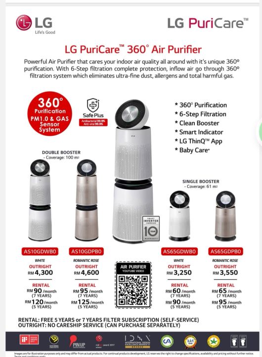 LG PuriCare 360º Air Purifier Malaysia Single Booster AS65GDWB0