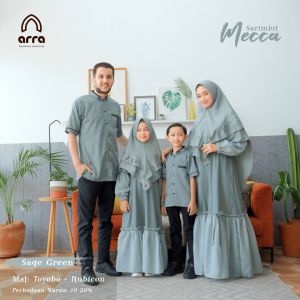 Sarimbit Keluarga Baju Sarimbit Keluarga Muslim Baju Gamis Kerudung Muslim Koko Terbaru Kualitas Premium Mecca Series - Sage Green