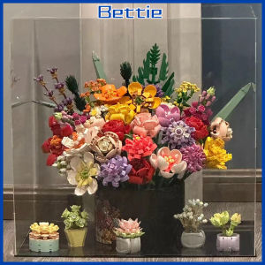 BETTIE Bunga Blok Bangunan Flowers Plant Series Building Block Flower Brick Plant Collection Flower