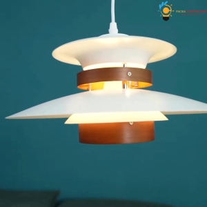 PLH Japanese Theme Scandinavian Walnut Wood Pendant Light with E27 Bulb