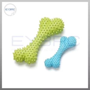 High Quality Durable Rubber Pet Bone Chewing Toy for Dogs - Green & Blue Spiky Chew Toys for Playtime Fun