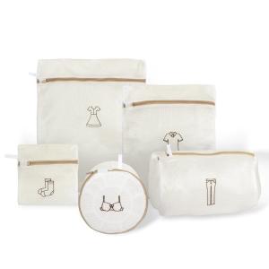 【M】Fine Mesh Embroidery Print Laundry Bags Household Clothes Washing Pouches For Washing Machines