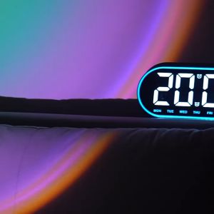 LED Digital Wall Clock Remote Control Electronic Mute Clock with Temperature Date Week Display 15-inch Timing Function