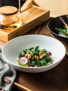 Minimalist Style Large Ceramic Bowl Noodle Soup Bowl Dumpling Western Dinner Fruit Salad Vegetable Bowl High Aesthetic Value