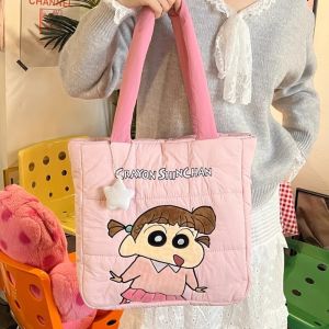 Adorable Cartoon Pencil Doraemon Large Capacity Womens Shoulder Bag Autumn Winter New Style down Cotton Bag Versatile Tote Bag