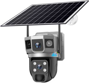 Nicelect Camera giám sát năng lượng mặt trời Wifi 6K 12MP 4G Camera Màn Hình ắc quy Video CCTV không dây chống nước ngoài trời 360 độ Camera IP an toàn cảm biến chuyển động ngoài trời độ nét cao nhìn trong đêm gia dụng ba màn hình