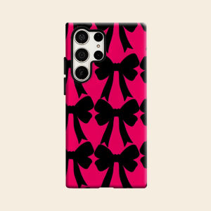 Hot Pink Black Bows Luxury Fashion Full Lens Protective Case for Samsung Galaxy S26 S25 S24 A56 A36 Plus Ultra