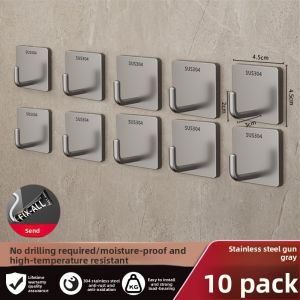 XUANG | Strong Load-bearing No-drilling Hook for玄关 Hallway Bathroom 304 Stainless Steel