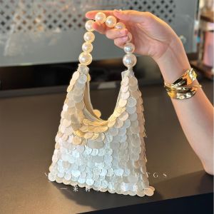 MOLI French hand-woven shell bag for women summer high-end chain bag holiday style hand-held crossbody bag