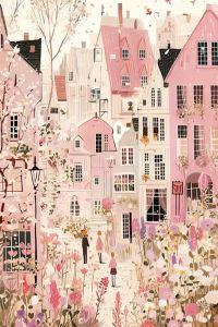 Kayou | New Arrival Number Oil Painting Pink Town Kit Unframed Canvas Painting By Numbers DIY Handmade Artwork Wall for House Decor