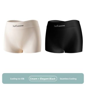 miiow | Ice Silk Seamless Safety Pants Womens Summer Thin Waist Shaping Underwear No Roll Edge Flat Angle Bottom Shorts