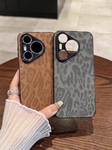 Creative Electroplated Matte Leopard Print Naked Leather Phone Case for Huawei Pura70 P70Pro+ Full Cover Lens Couple Style Pura70Ultra Fashion High End Sensation 70 Wind