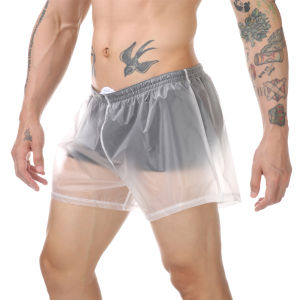 Nam không thấm nước bãi biển quần sọt bơi lội Thắt lưng co giãn màu trơn trong suốt dây rút nhanh khô quần bơi với Bulit-in quần đùi gợi cảm
