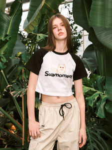 เสื้อยืดคอกลมแขนสั้นผ้าฝ้ายแท้ SUAMOMENT ทรงหลวมสบาย ๆ สำหรับผู้หญิงในฤดูร้อน 2024 แฟชั่นสัตว์เลี้ยงสุดเท่