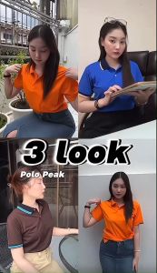 เสื้อสีฟ้า ปกกรมท่าริ้วโอรสขาว Polopeak - สีฟ้า ปกกรม ท่าริ้ว โอรสขาว